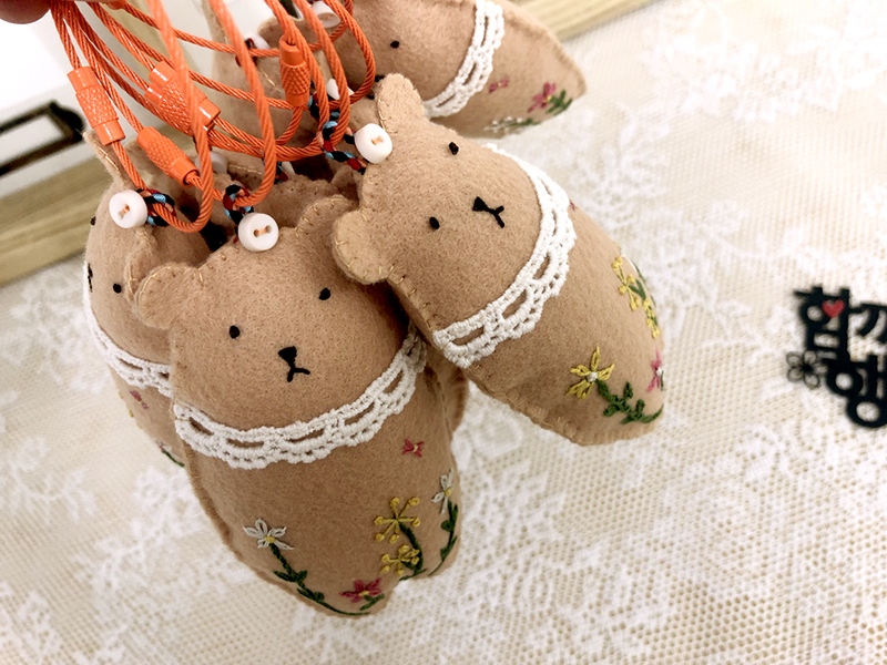 창문여고 프랑스자수 방과후 수업 귀여운 곰돌이 키링