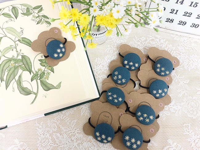 창문여고 프랑스자수 방과후 수업 꽃자수 머리끈 학생작품 모음