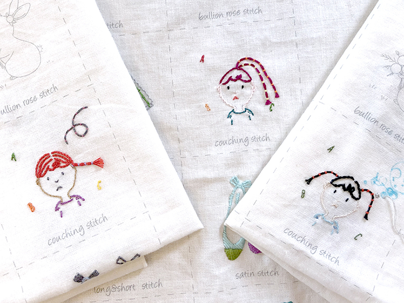 부암동 유금와당박물관 프랑스자수 출장수업 여자 아이 얼굴 자수 3종