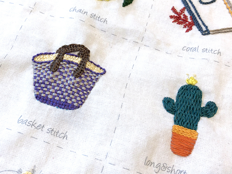 부암동 유금와당박물관 프랑스자수 출장수업 바구니와 선인장이 있는 스티치북