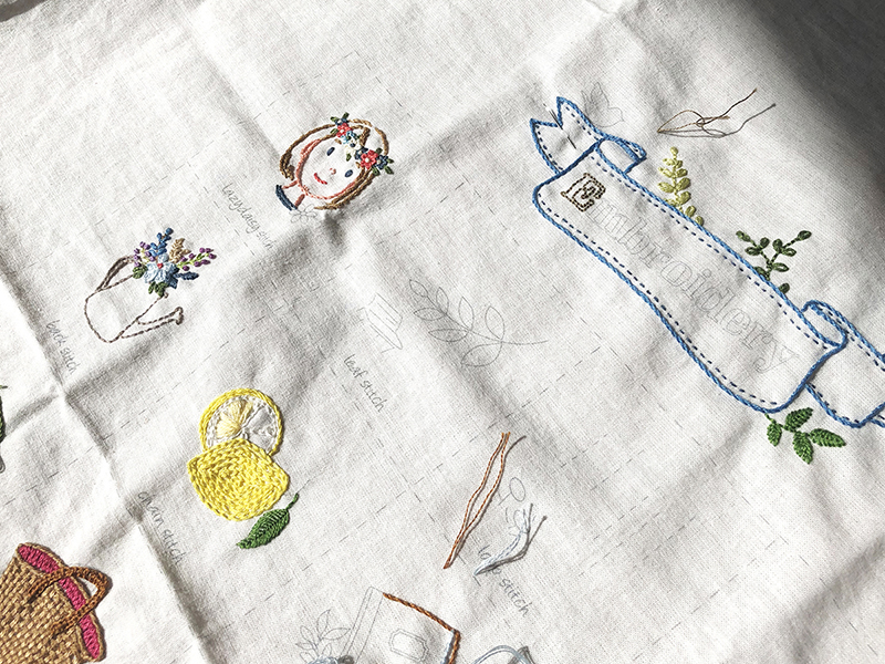 부암동 유금와당박물관 프랑스자수 출장수업, 완성된 부분과 도안