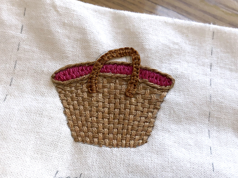 부암동 유금와당박물관 프랑스자수 출장수업 버건디색 내부와 갈색 외부의 바구니 자수