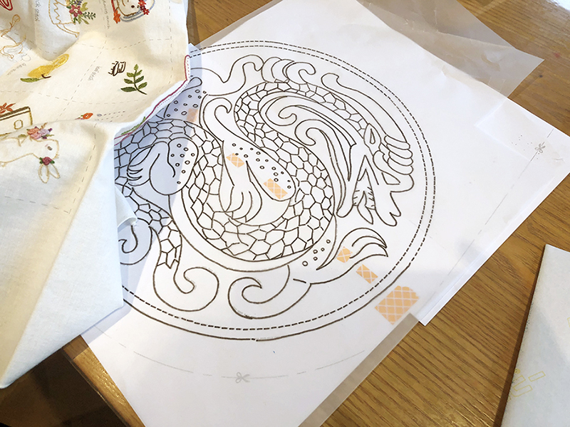 부암동 유금와당박물관 프랑스자수 출장수업 전통문양 용 도안