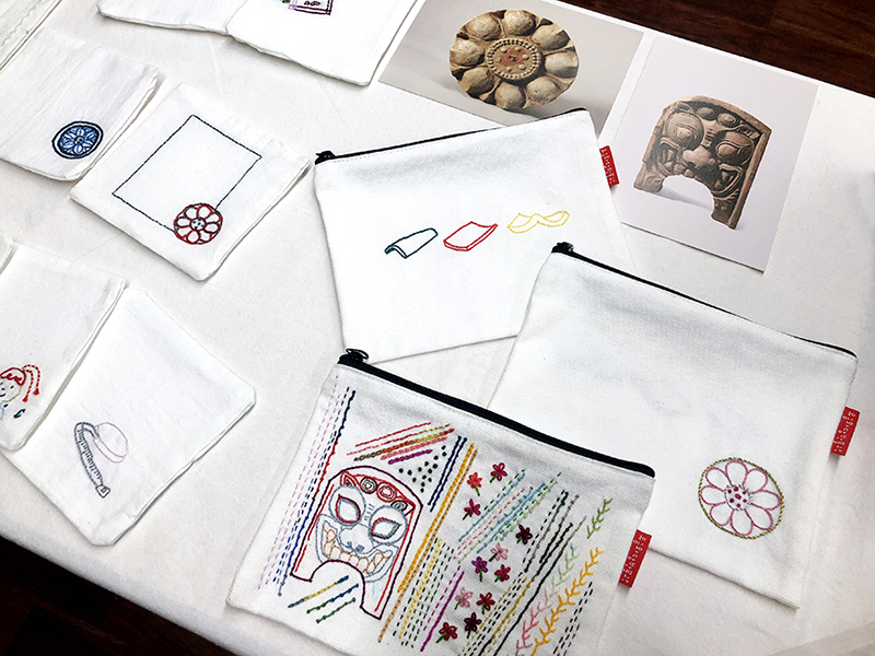 프랑스자수 전통무늬 도안과 완성작